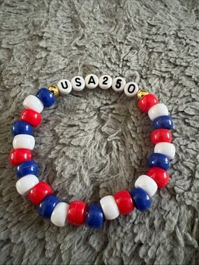 USA Beaded Kids Bracelet - Red White Blue